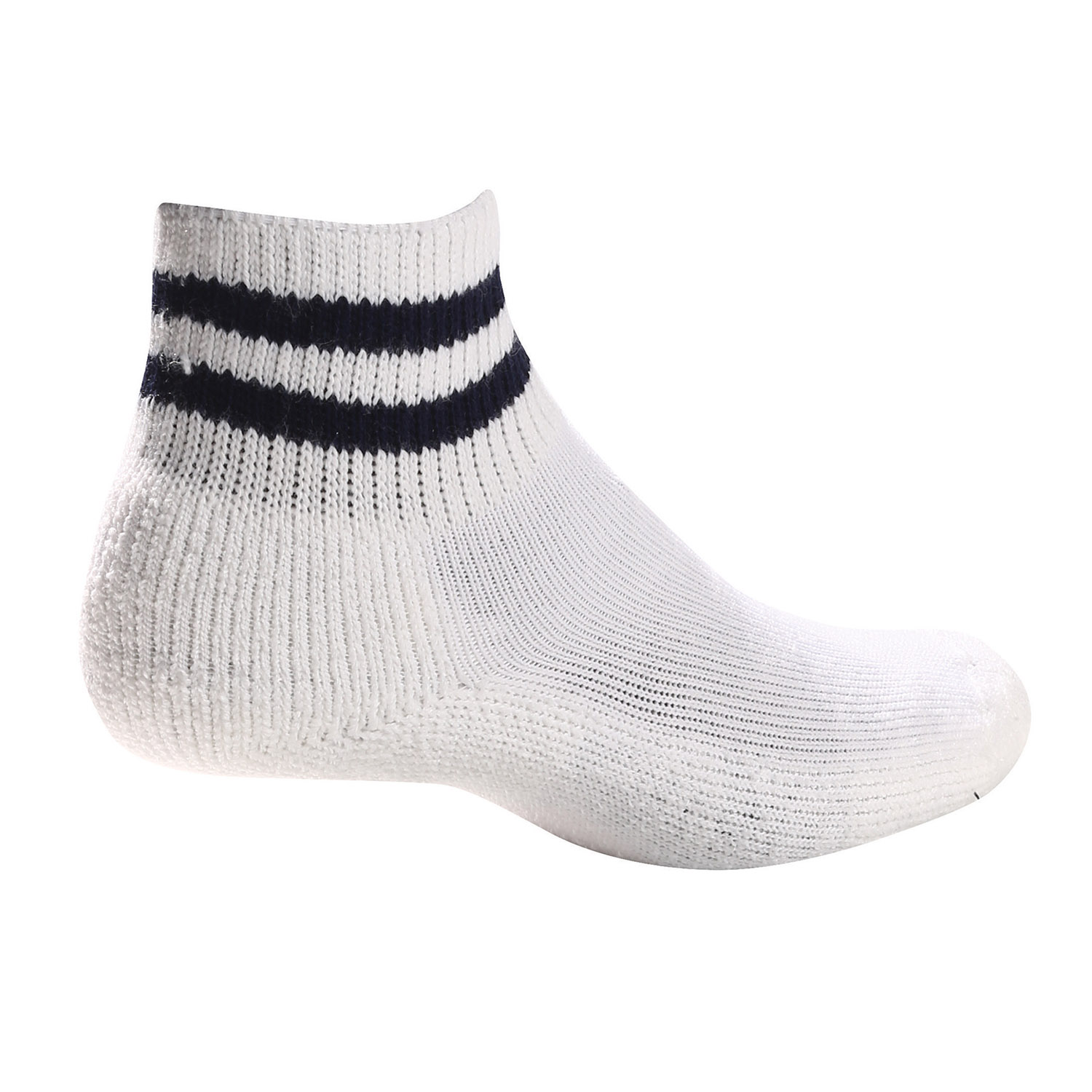 WHITE THORLO POSTAL STRIPED TOP MINI CREW SOCK